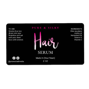 Funky Pink And Black Hair Serum Labels