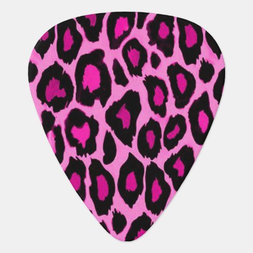 Funky Pink and Black Leopard Print Guitar Pick
