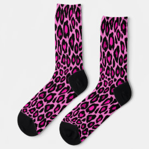 Funky Pink and Black Leopard Print Socks