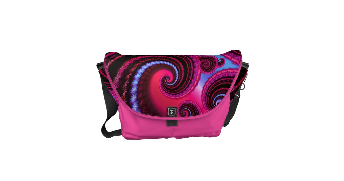 Funky Pink and Turquoise Swirl Pattern Courier Bag | Zazzle