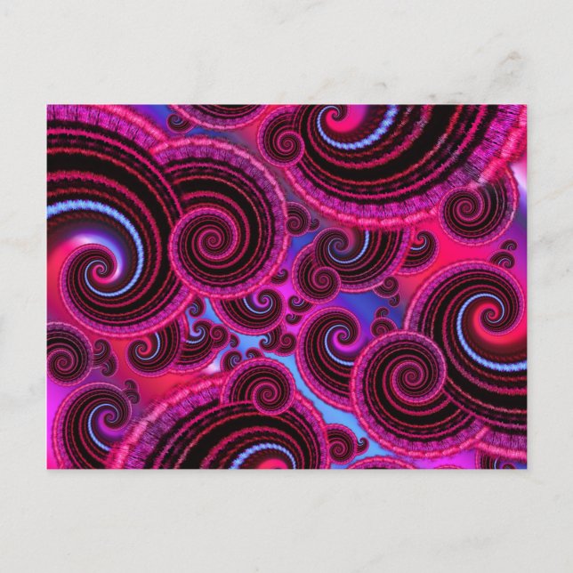 Funky Pink and Turquoise Swirl Pattern Postcard (Front)