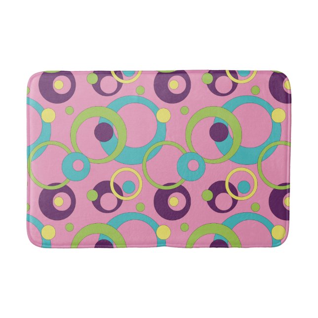 Funky Pink Circles Bath Mat (Front)