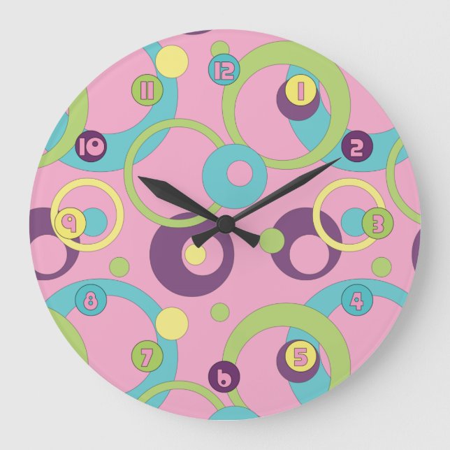 Funky Pink Circles Clock (Front)