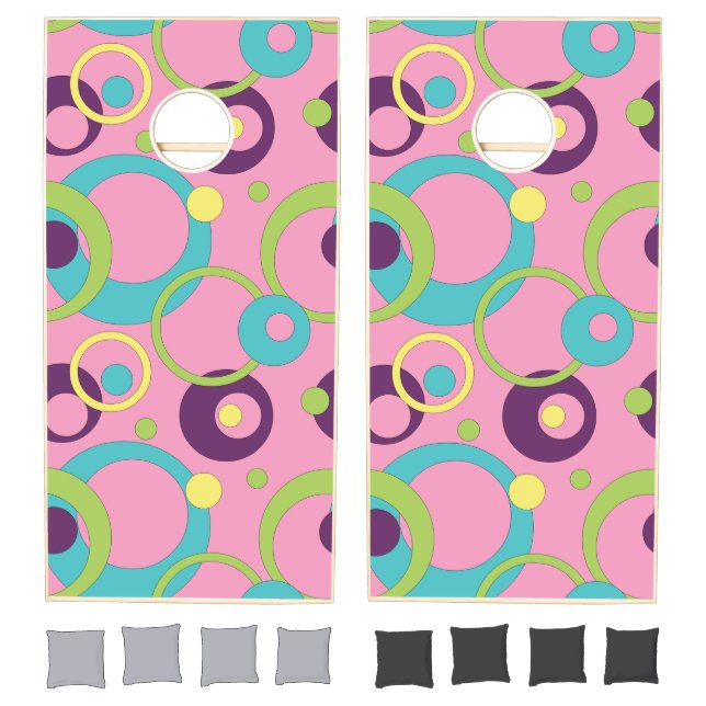 Funky Pink Circles Cornhole Set (Set)