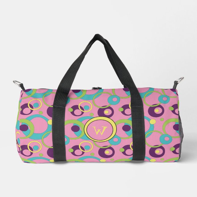 Funky Pink Circles Duffle Bag (Front)