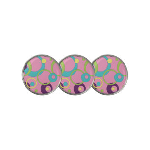 Funky Pink Circles Golf Ball Marker