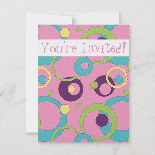 Funky Pink Circles Invitation (Front)