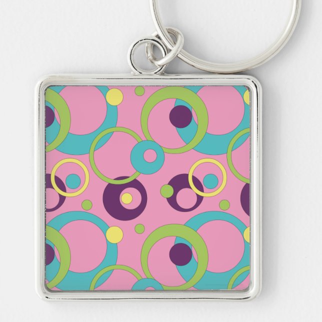 Funky Pink Circles Keychain (Front)