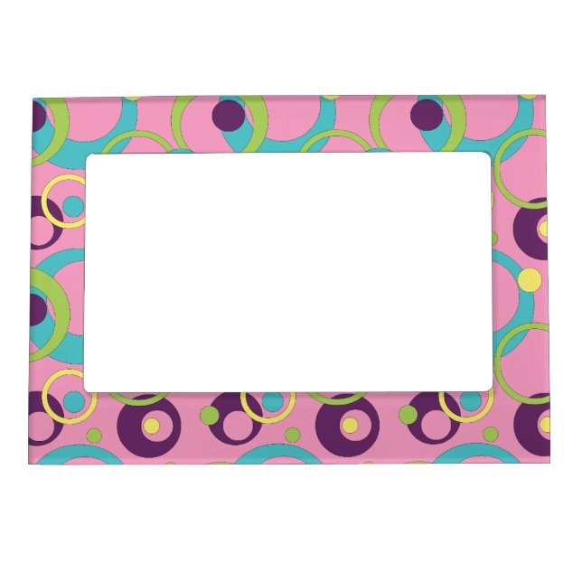 Funky Pink Circles Magnetic Frame (Front)