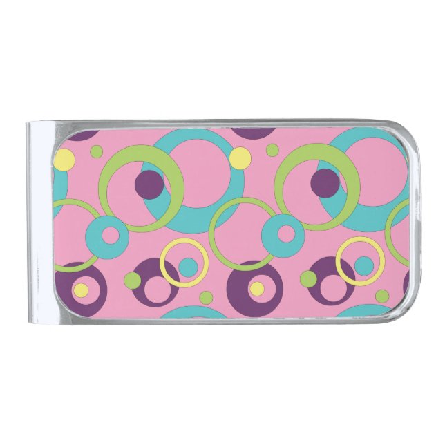 Funky Pink Circles Money Clip (Front)