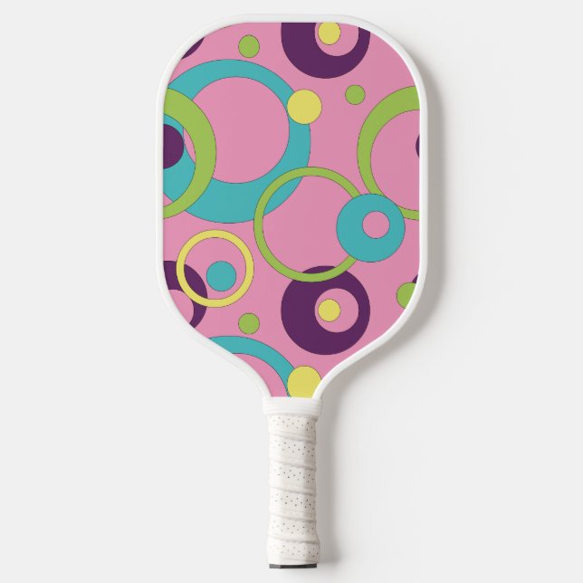 Funky Pink Circles Pickleball Paddle (Front)
