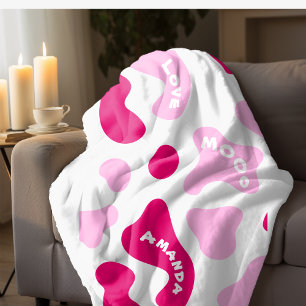 Funky Pink Cow Print Baby Blanket