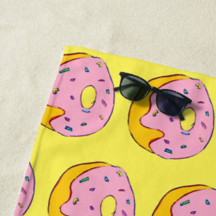 Funky pink donuts beach style towel