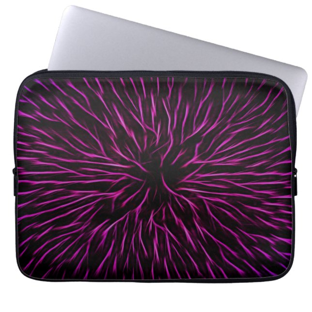 Funky Pink Fire Flower Abstract Laptop Sleeve (Front)