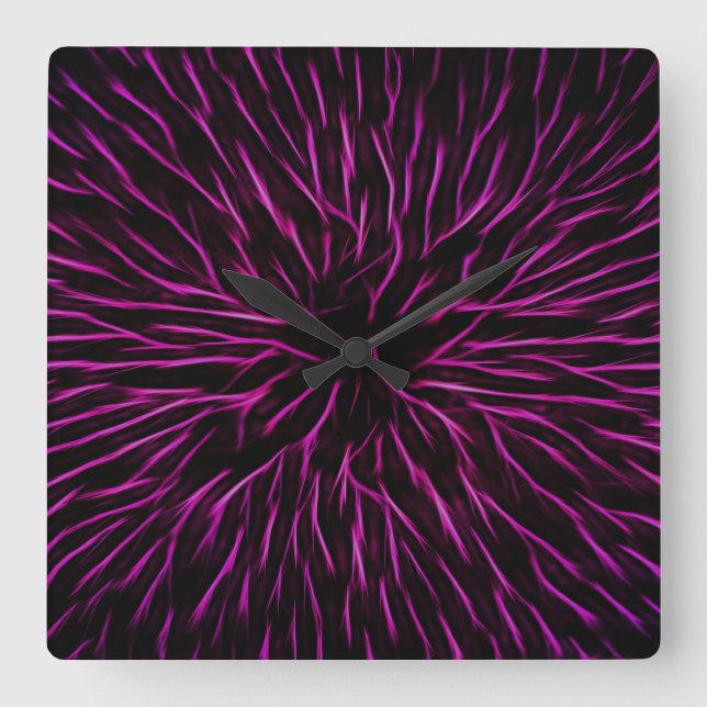 Funky Pink Fire Flower Abstract Square Wall Clock (Front)