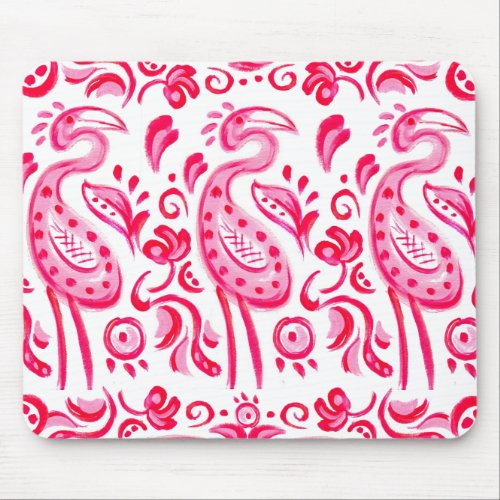 Funky Pink Flamigo Paisley Pattern Mouse Pad