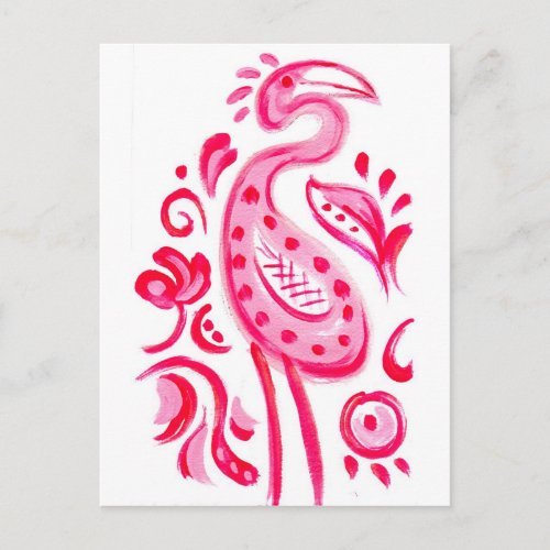 Funky Pink Flamigo Paisley Pattern Postcard