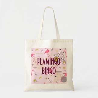 Funky Pink Flamingo Bingo Design Tote Bag