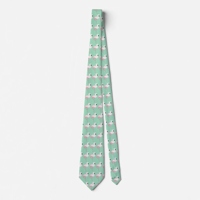 Funky Pink Flamingos Neck Tie (Front)
