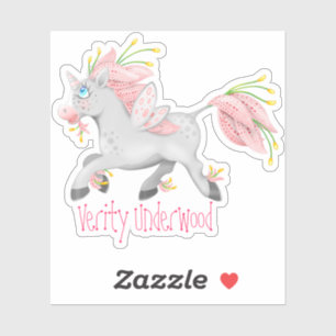Funky Pink Flower Fairy Unicorn with Orchids Sticker