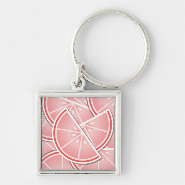 Funky pink grapefruit wedges keychain (Front)