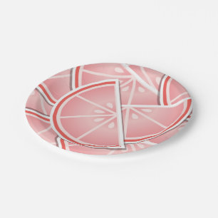 Funky pink grapefruit wedges paper plates