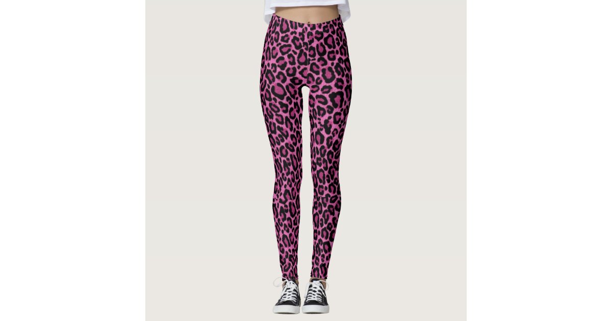 Funky Pink Leopard Print Leggings | Zazzle