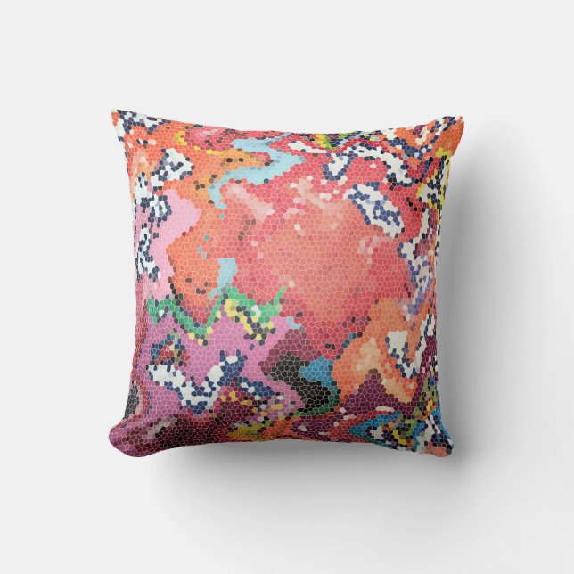 Funky Pink Pastels Abstract Throw Pillow (Front)