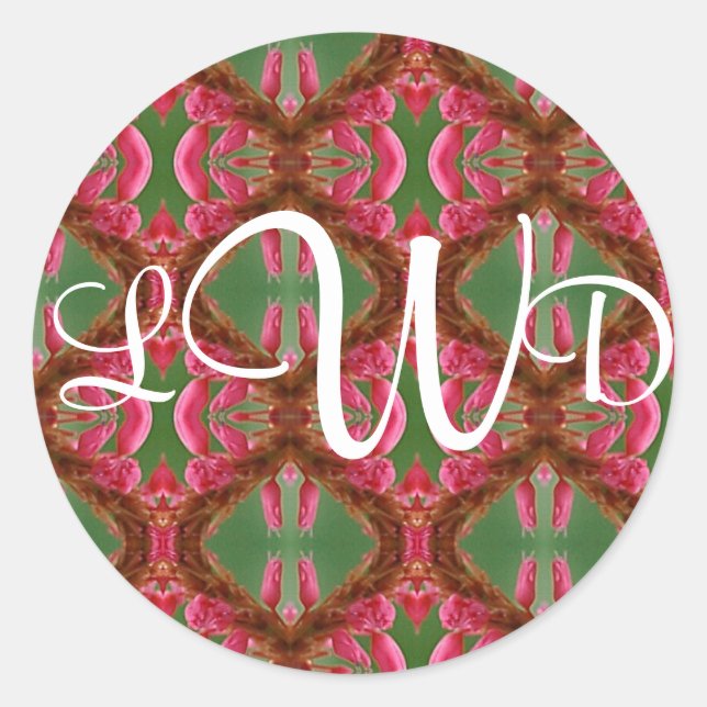 Funky Pink Personalized Monogram Stickers/Seals Classic Round Sticker (Front)