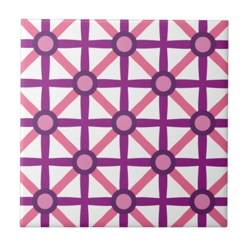 Funky Pink  Purple Pattern Ceramic Tile