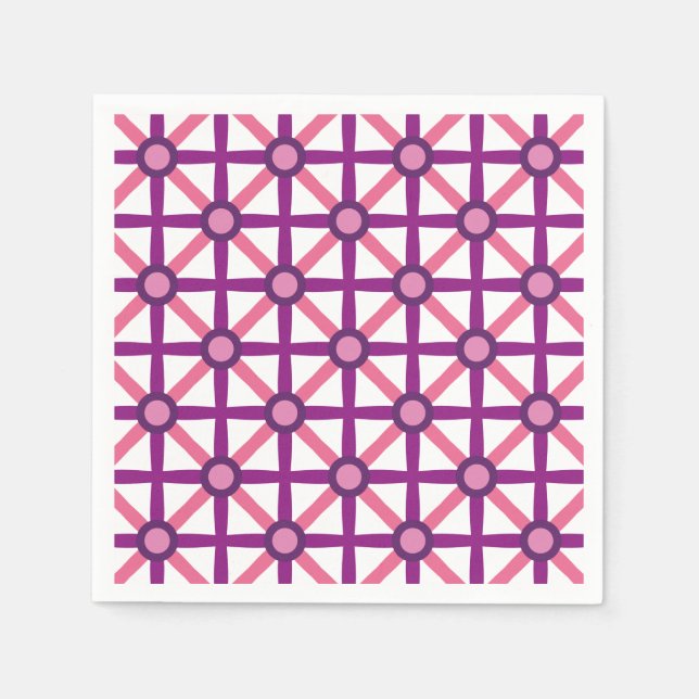 Funky Pink & Purple Pattern Paper Napkins (Front)
