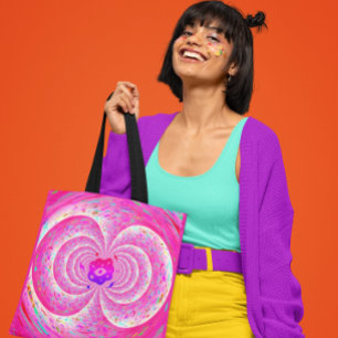Funky Pink Spiral Tote Bag