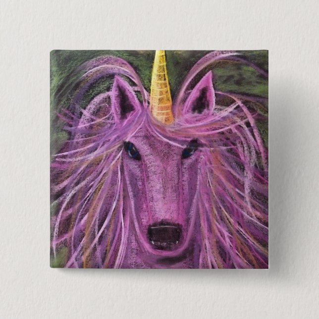Funky Pink unicorn Pinback Button (Front)