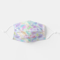 Funky Pink Violet Blue Turquoise Swirls Pattern Adult Cloth Face Mask
