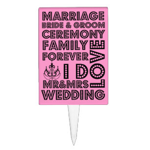 Funky Pink Wedding Cake Topper