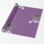 Funky Pirate Skull on Purple Wrapping Paper