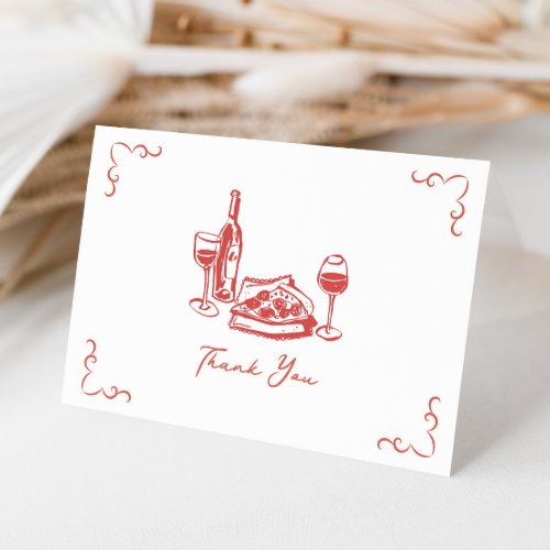 Funky Pizza Wine Handwritten Illustrated Thank You Card