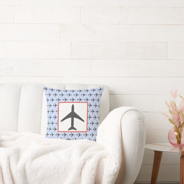 Funky Plane Airplane Aviation Fly Airways Throw Pillow (Couch)