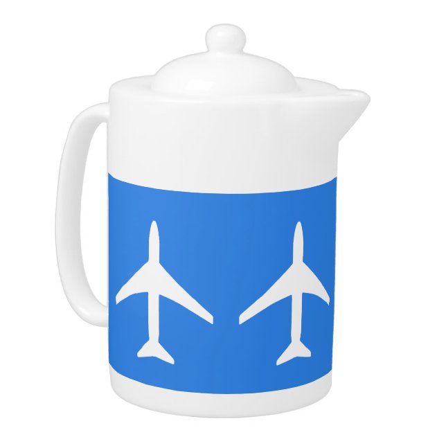 Funky Plane Airplane Pilot Aviation Flying Sky Teapot (Left)