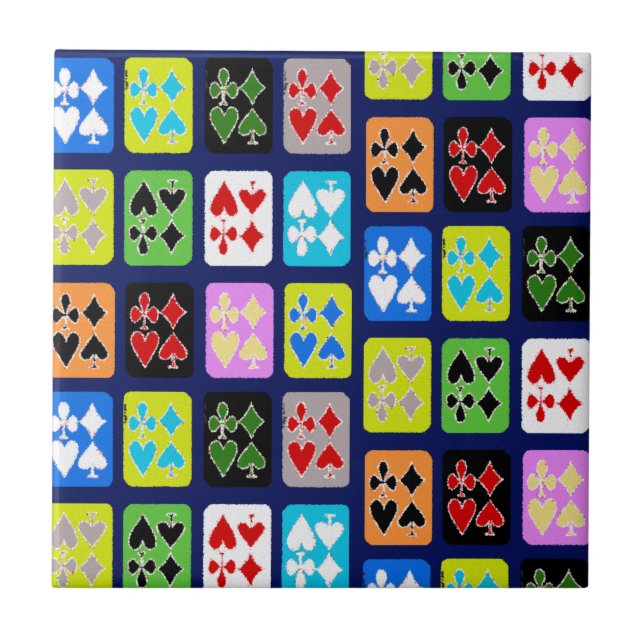 Funky Playing Cards Poker Solitaire Spades Ceramic Tile (Front)