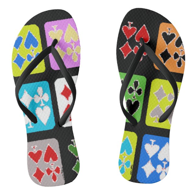 Funky Poker Player Stylized Cards Flip Flops (Footbed)