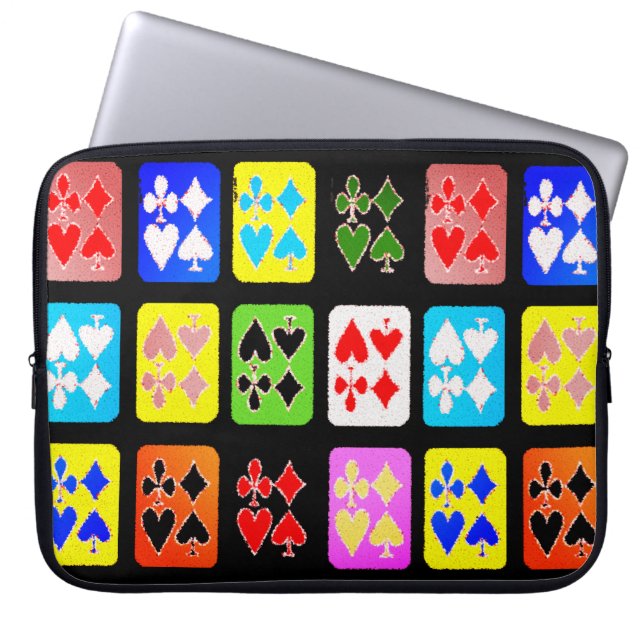 Funky Poker Playing Cards Laptop Sleeve (Front)