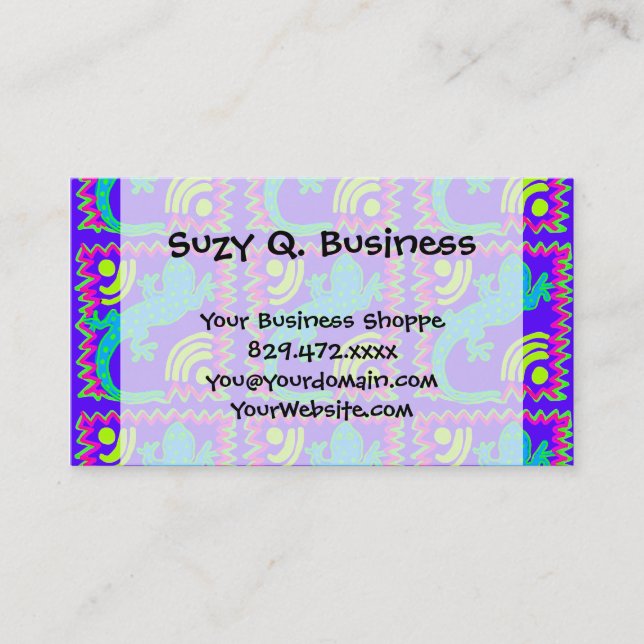 Funky Polka Dot Lizard Pattern Animal Designs Business Card (Front)
