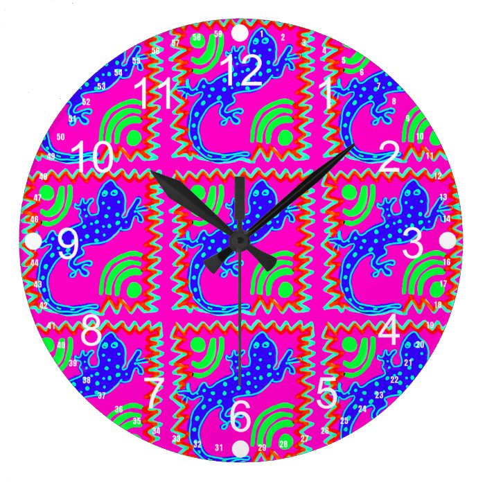Funky Polka Dot Lizard Pattern Animal Designs Wall Clock