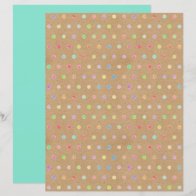Funky Polkadots Faux Brown Kraft Scrapbook Paper (Front/Back)