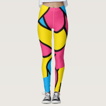 Bright White Pop Art 1980s Leggings, Zazzle