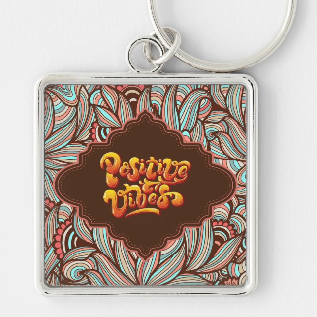 Funky Positive Vibes  Keychain (Front)