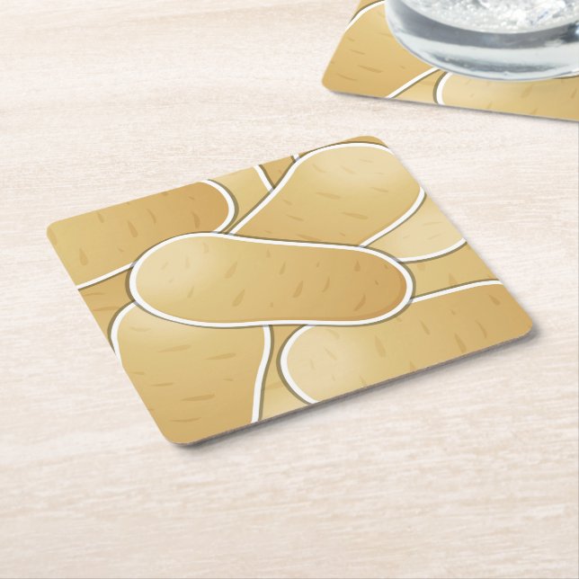 Funky potato square paper coaster (Angled)