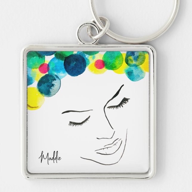 Funky psychedelic bubble hair keychain (Front)