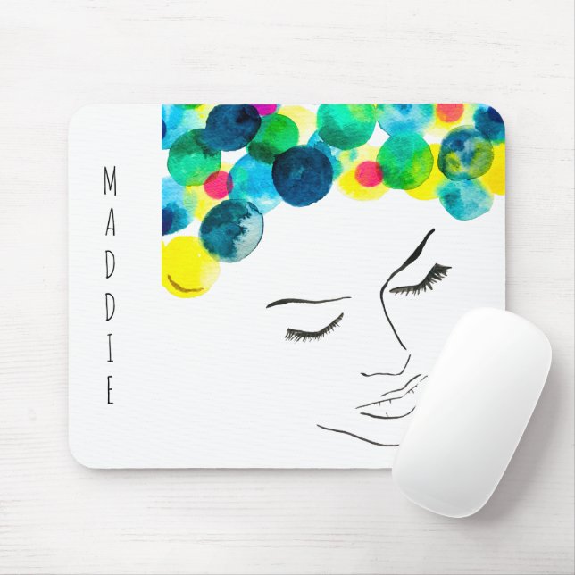 Funky psychedelic bubble hair mouse pad (With Mouse)